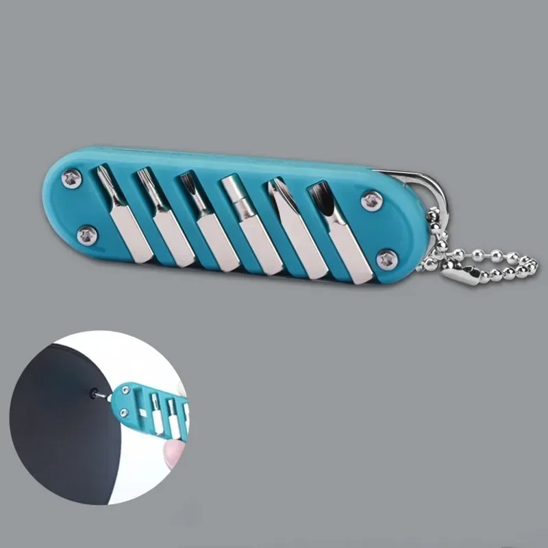 7-in-1 Multifunction Folding Knife Screwdriver Keychain Tool Stainless Steel