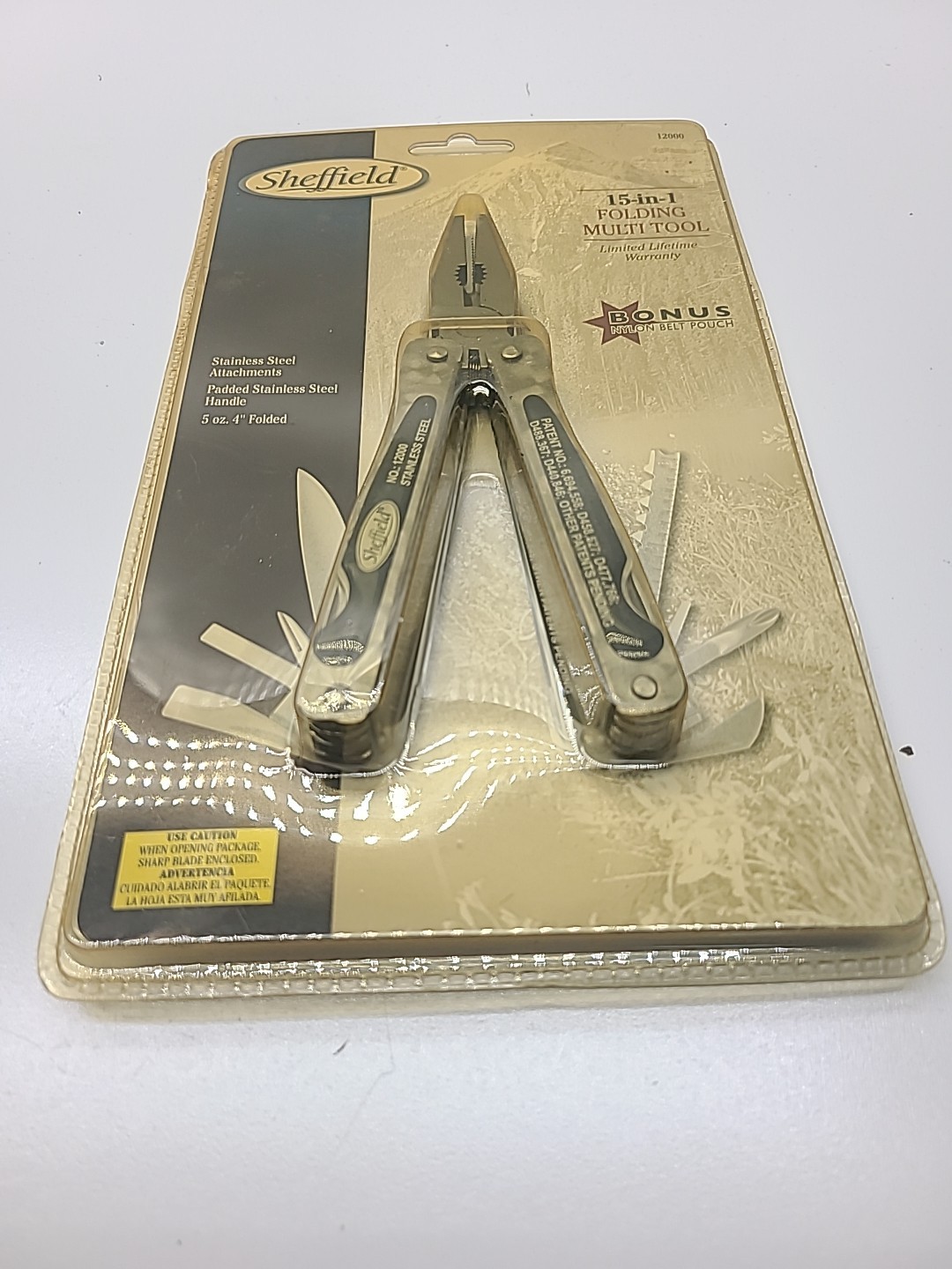 Sheffield 15 in 1 Folding Multi-Tool with Nylon Belt Pouch  NIP –
