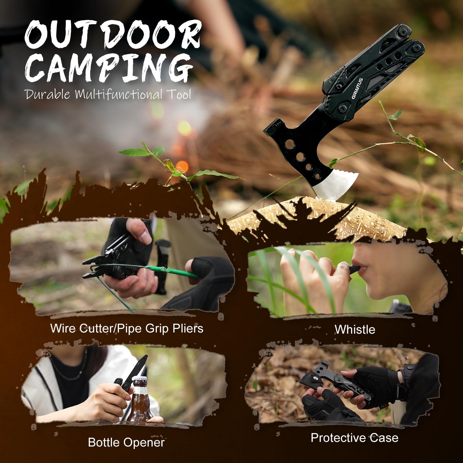 16 in 1 Multitool Survival Gear for Camping & Hiking, Multi Tool with Axe, Ha…