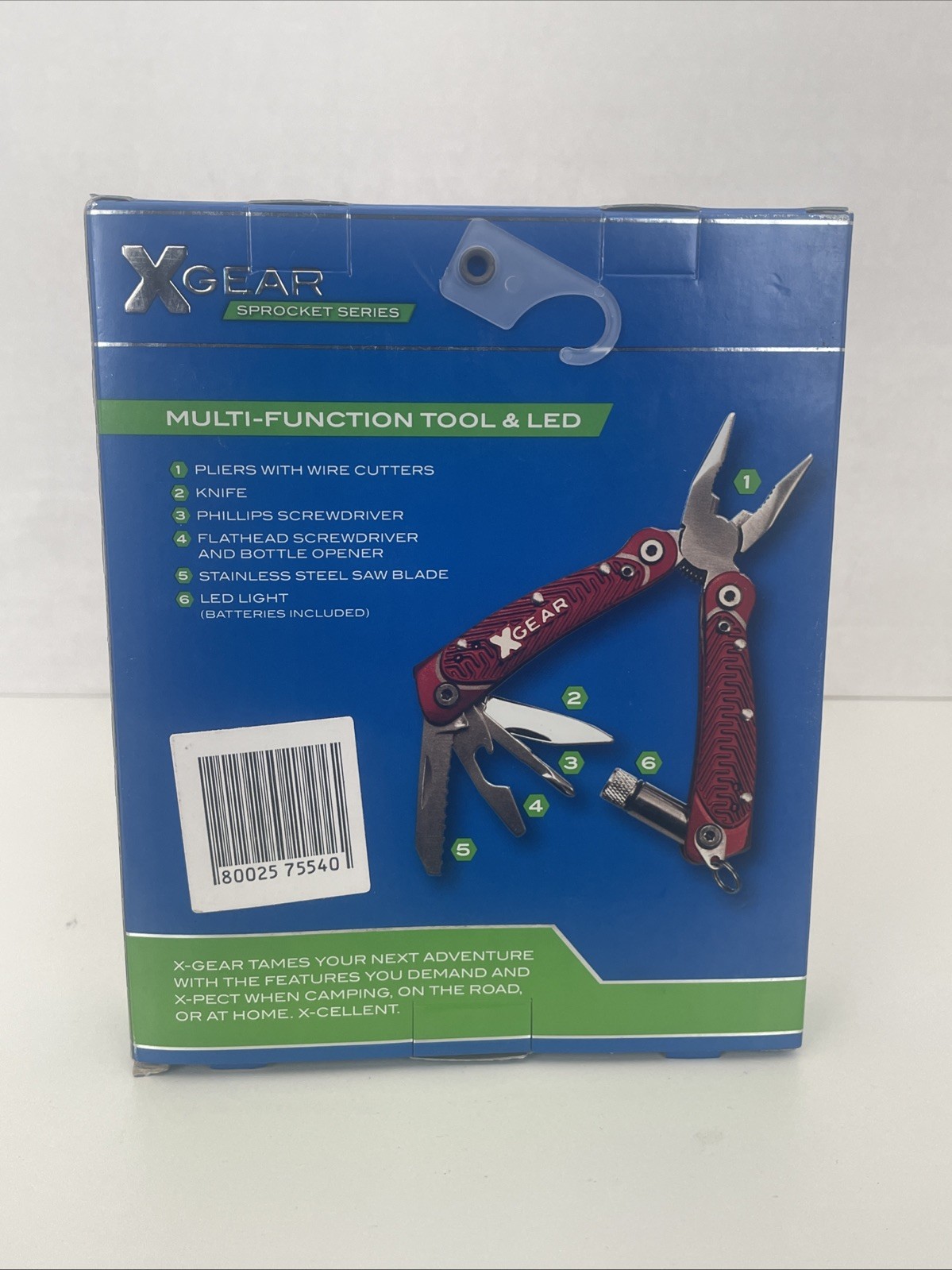 X-Gear 8 Tool Men’s Multi-Function Tool w/Led Light (Red)