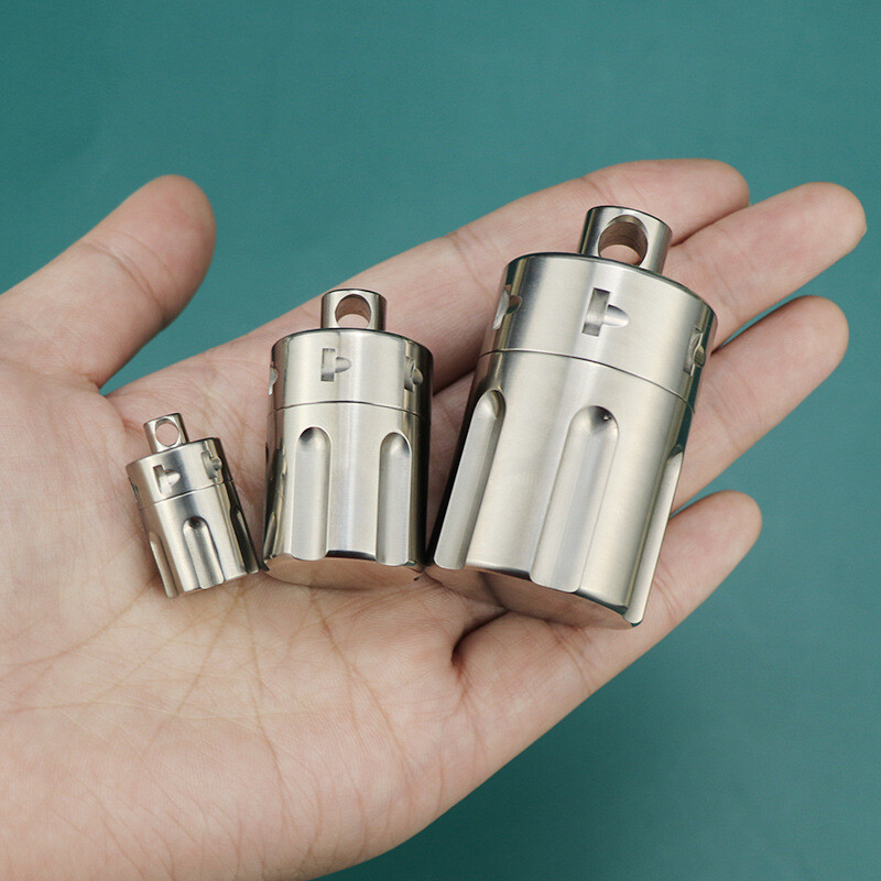 EDC Titanium Alloy Pill Case Holder Container Waterproof Keychain Pendant Gift