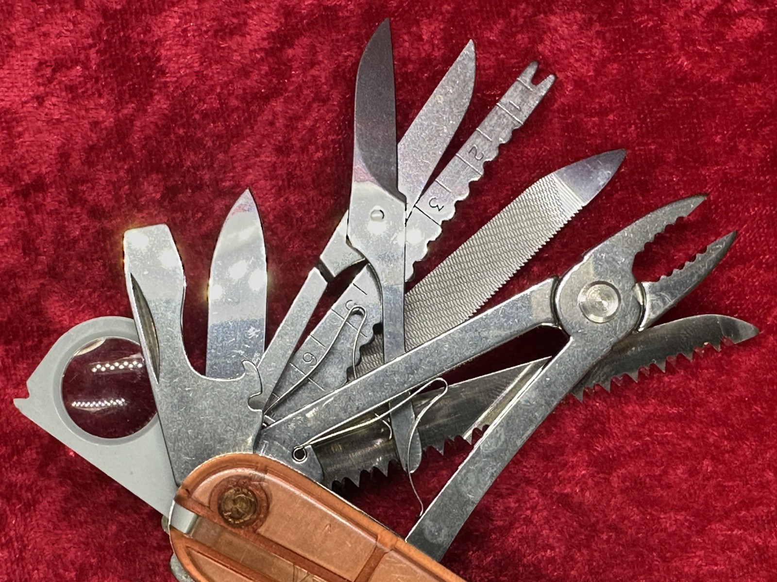 Victorinox SwissChamp Amber Orange Brown Transparent Swiss Army Knife Vintage