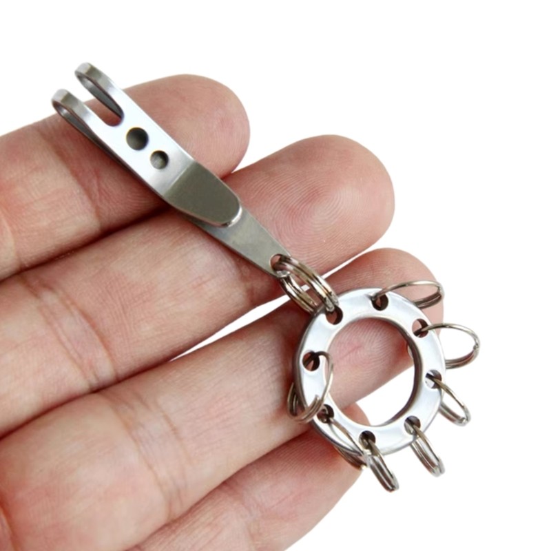 Suspension Pocket Clip Stainless Steel Belt Key Holder Portable Keychain