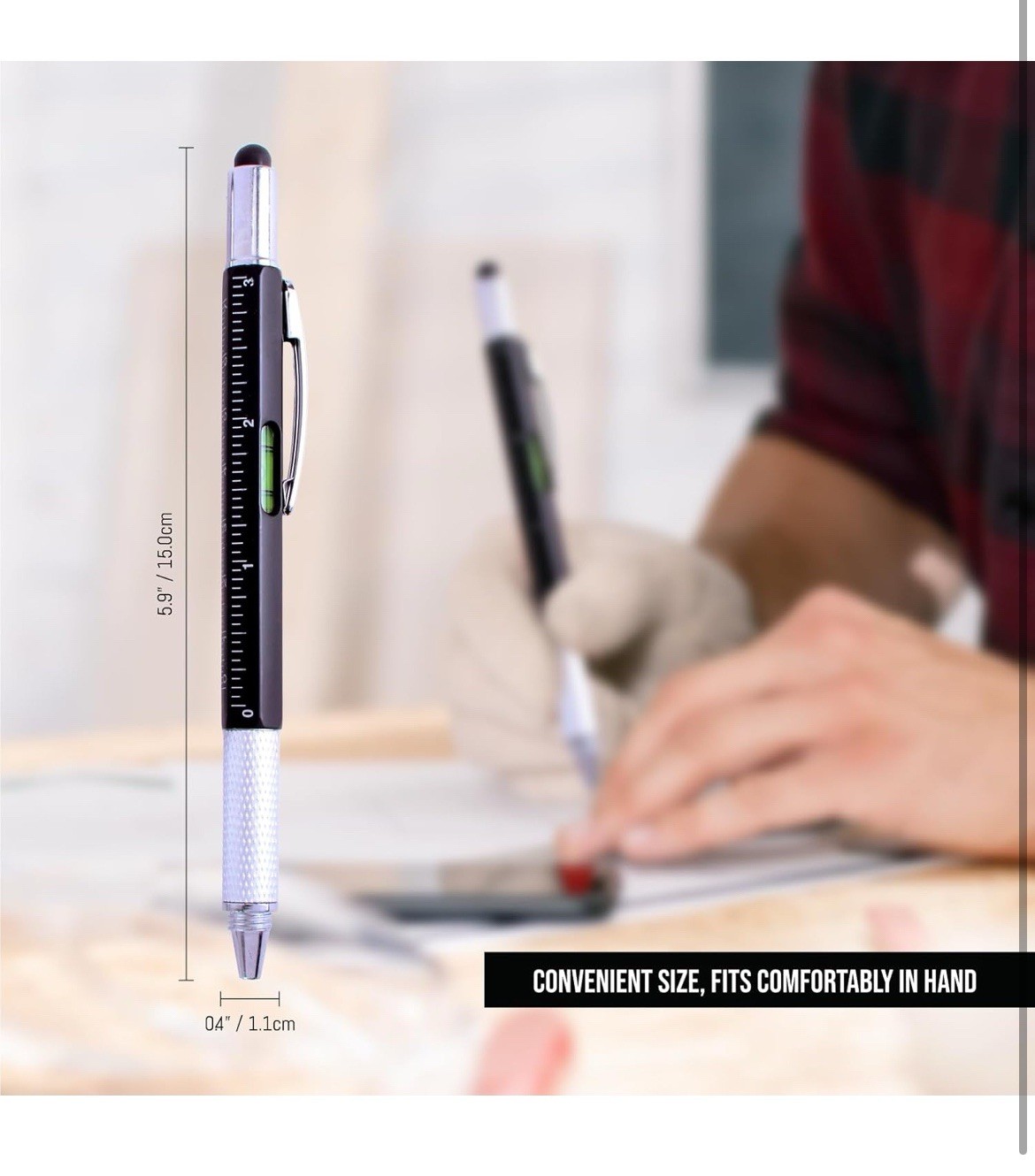 9-in-1 Multitool Pen Set 2PCS with 6 Refills Screwdriver Ruler Stylus Gift