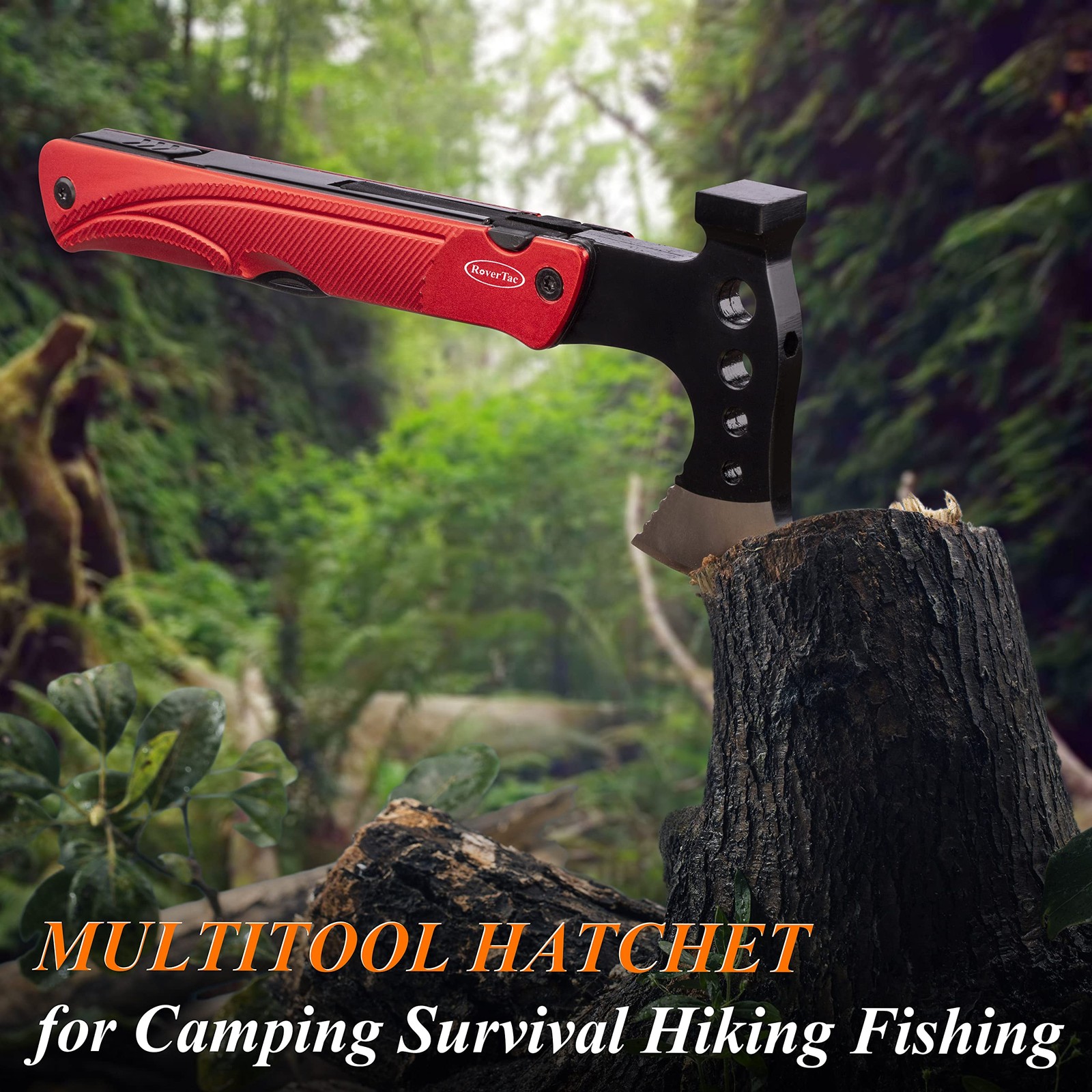Camping Hatchet Multitool Axe Survival Gear, 14-in-1 Multi Tool Axe Hammer Kn…