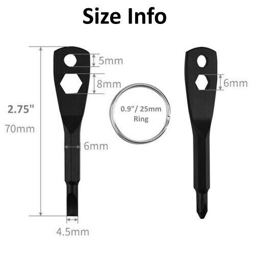 5pcs – Screwdriver Keychain Set EDC Pocket Tool Hex Nut Wrench Key Ring – Silver