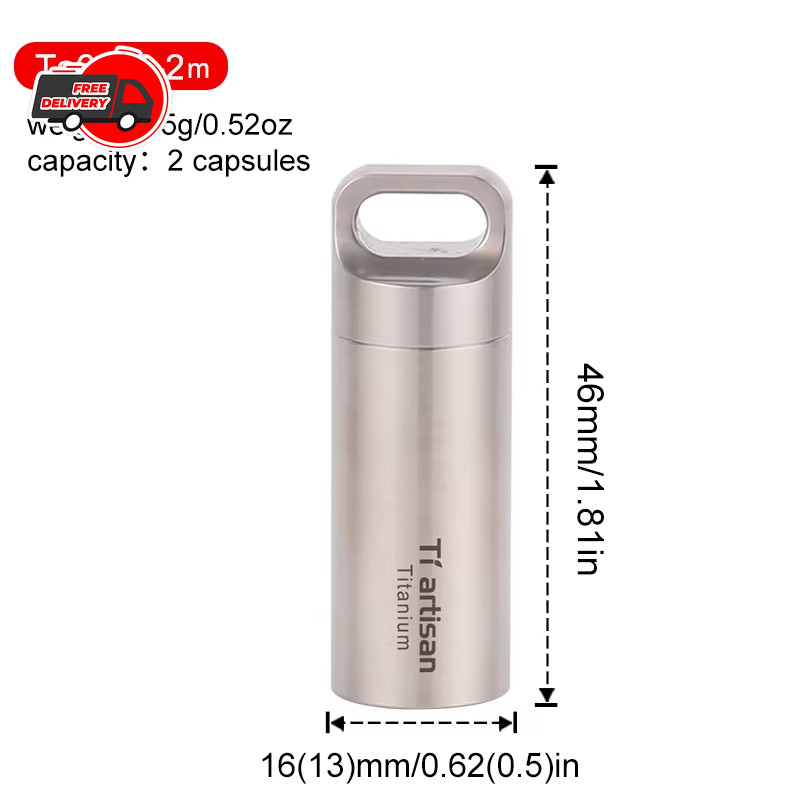 Titanium Alloy Waterproof Container Pill Box Travel Survival EDC Tool Keychain