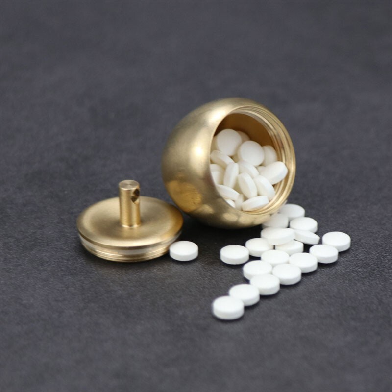 Brass Keychain Waterproof Storage Box Sealed Pill Capsula Portable Tank EDC Tool