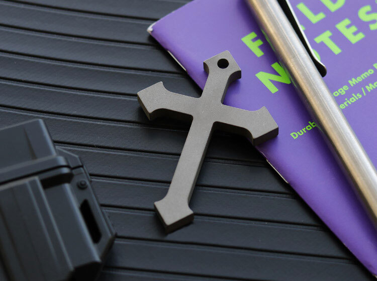 Men Women Solid EDC Titanium Alloy CNC Cross Necklace Pendant Keychain DIY Beads