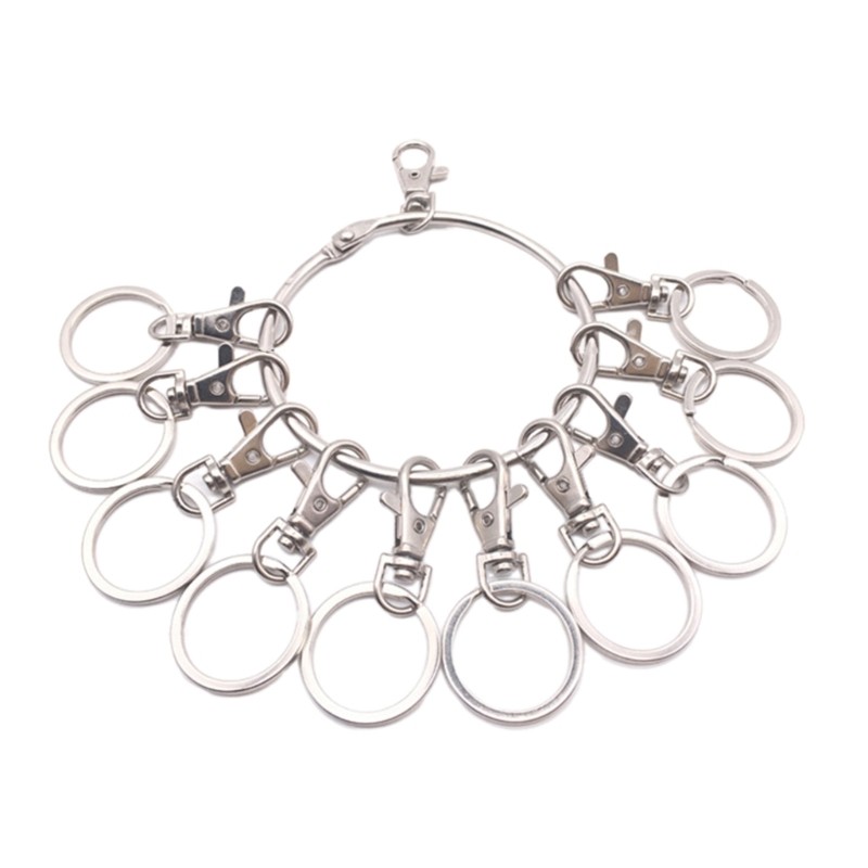 Large Round Hoop Key Rings Organizer with Lobster Clasp Metal Rings Key Holder