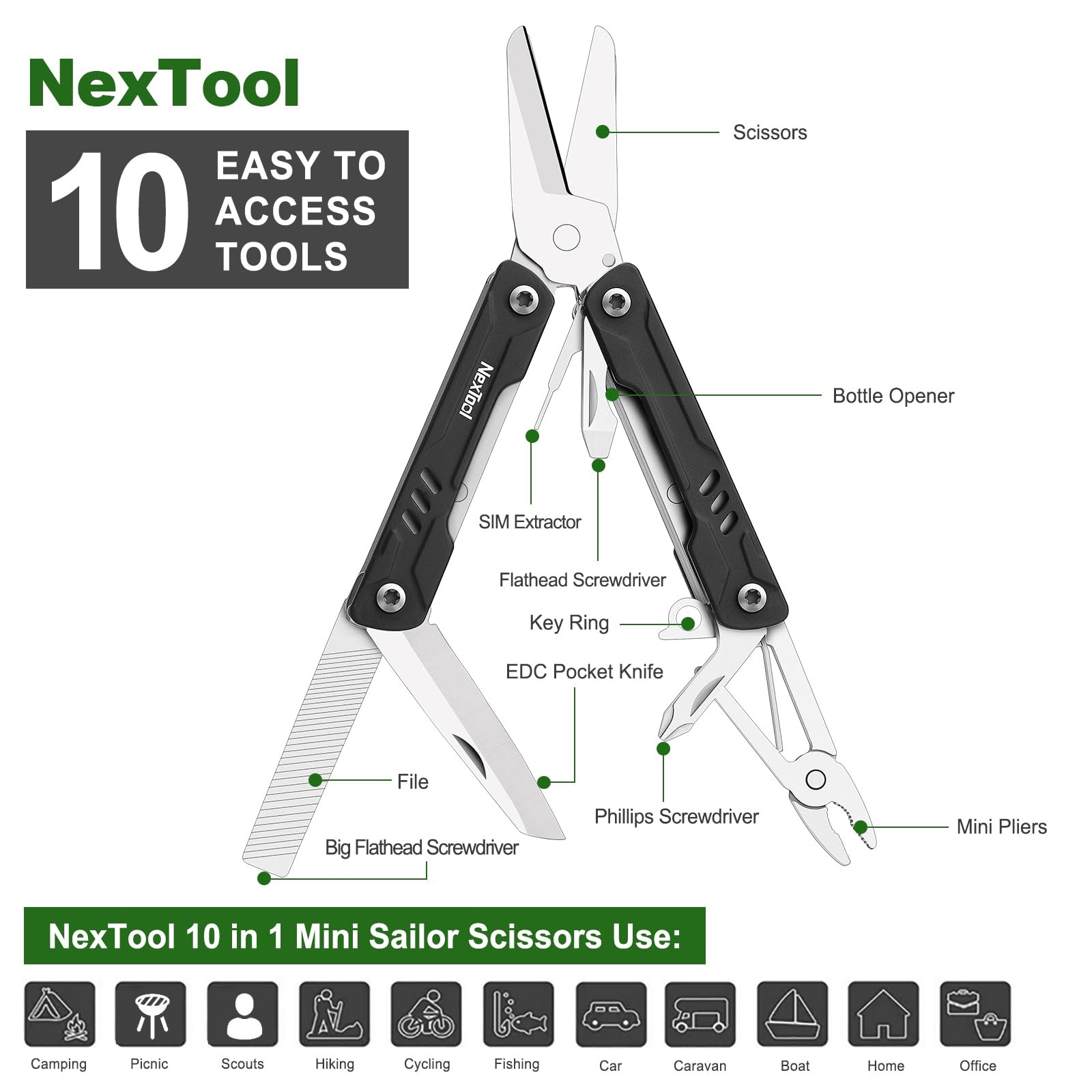 Keychain Multitool, Mini Sailor Scissors, 10 in 1 Mini Multitool with EDC Poc…