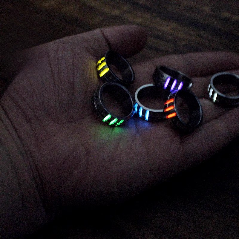 Titanium Alloy Luminous Ring Night Light Multi Color 18mm Gift Collection