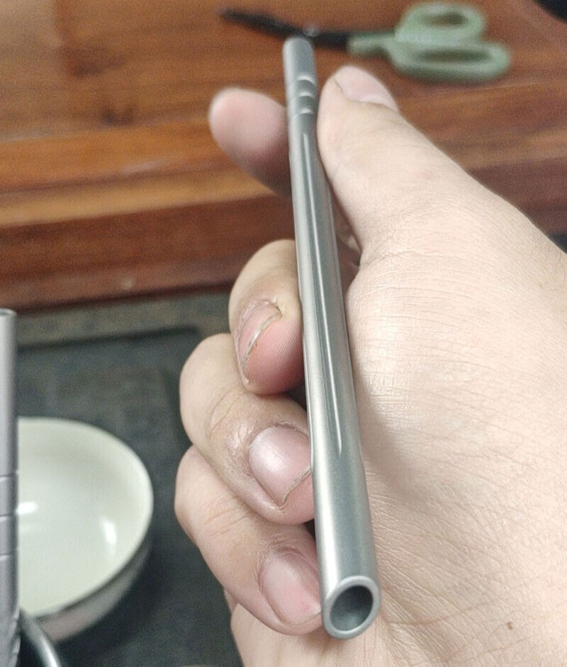 1pcs EDC TA1 Titanium Alloy Drinking Straw sucker Tableware 18cm/20cm Non Fade