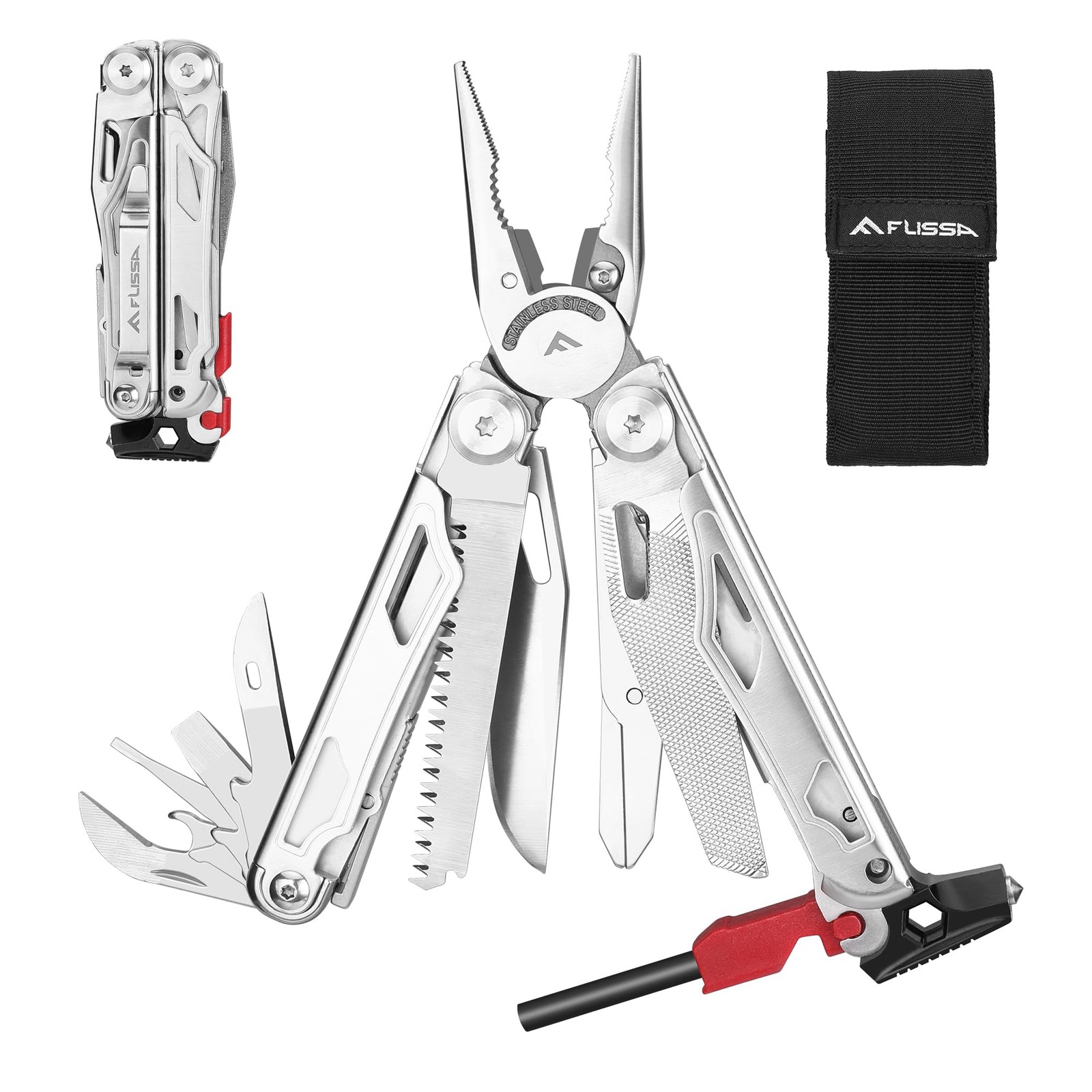 Multifunction Pliers 19in1, Multitool with Glass Breaker and Fire Starter, Foldable…