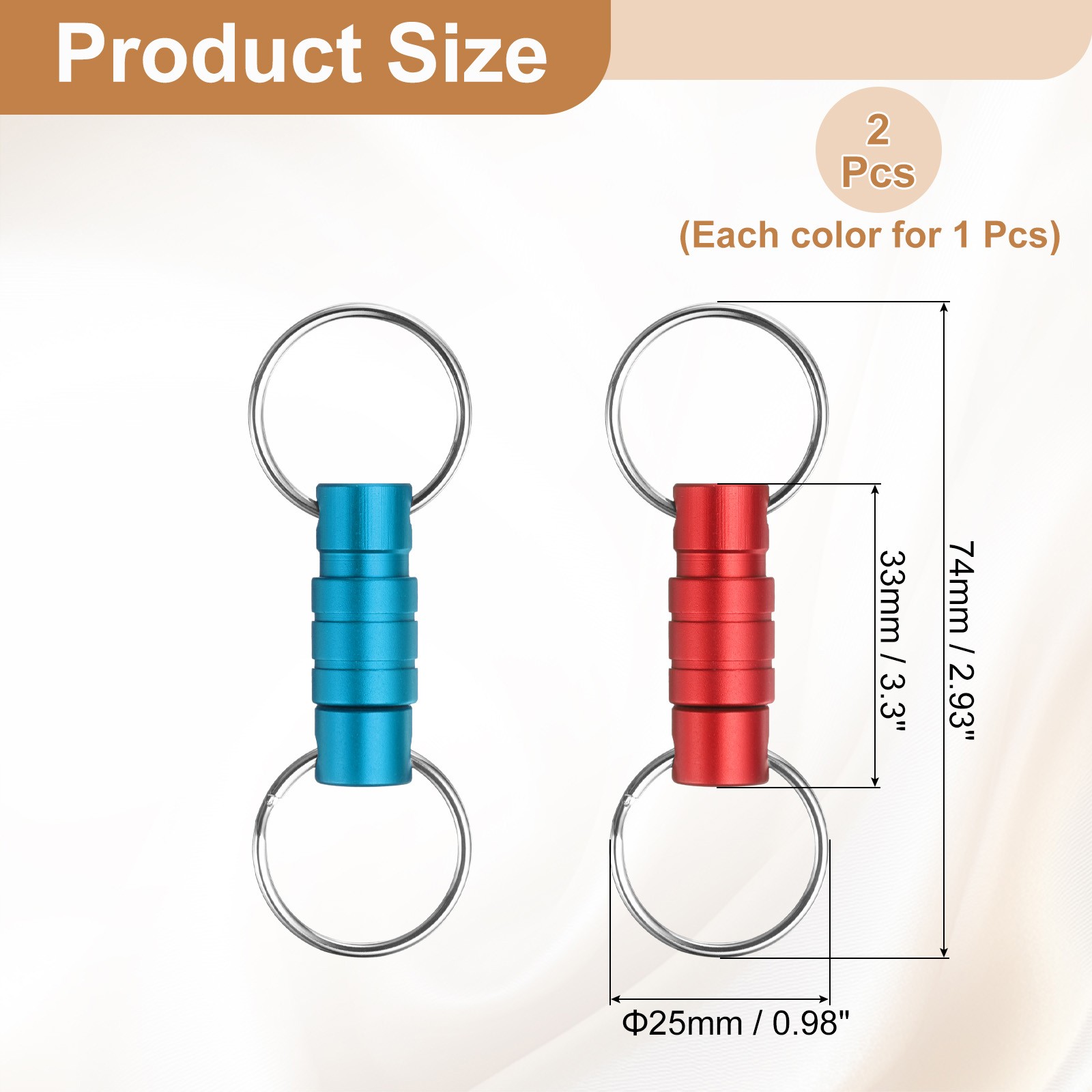 Quick Release Keychain, 2Pcs Detachable Pull Apart Key Rings Clip, Wine Red Blue
