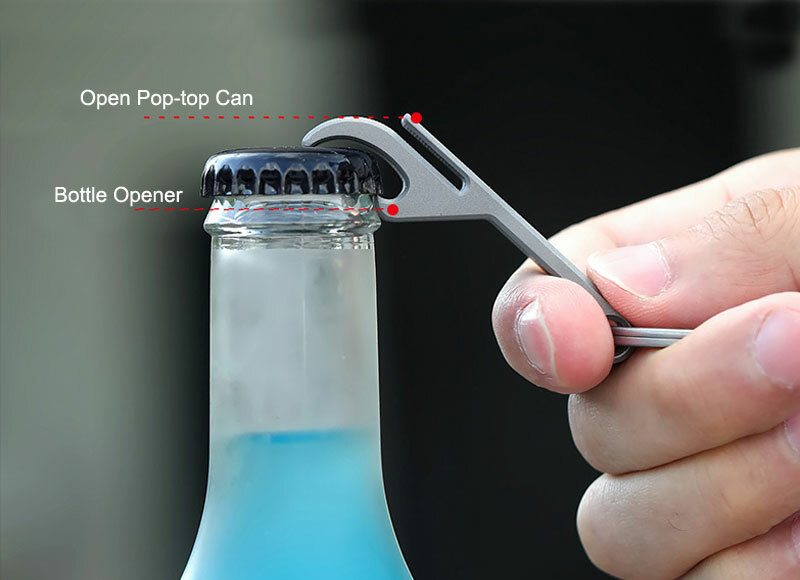 CNC Titanium Alloy Bottle Opener Key Chain Pendant EDC Tool with 25mm Key Ring