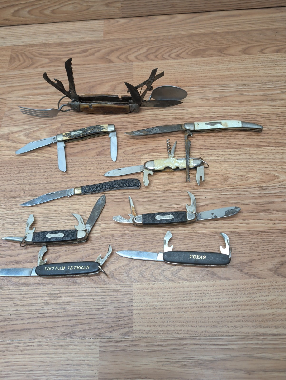 Vintage Stainless Steel Blade Pocket Survival Folding Multi-tool – Lot Of 9