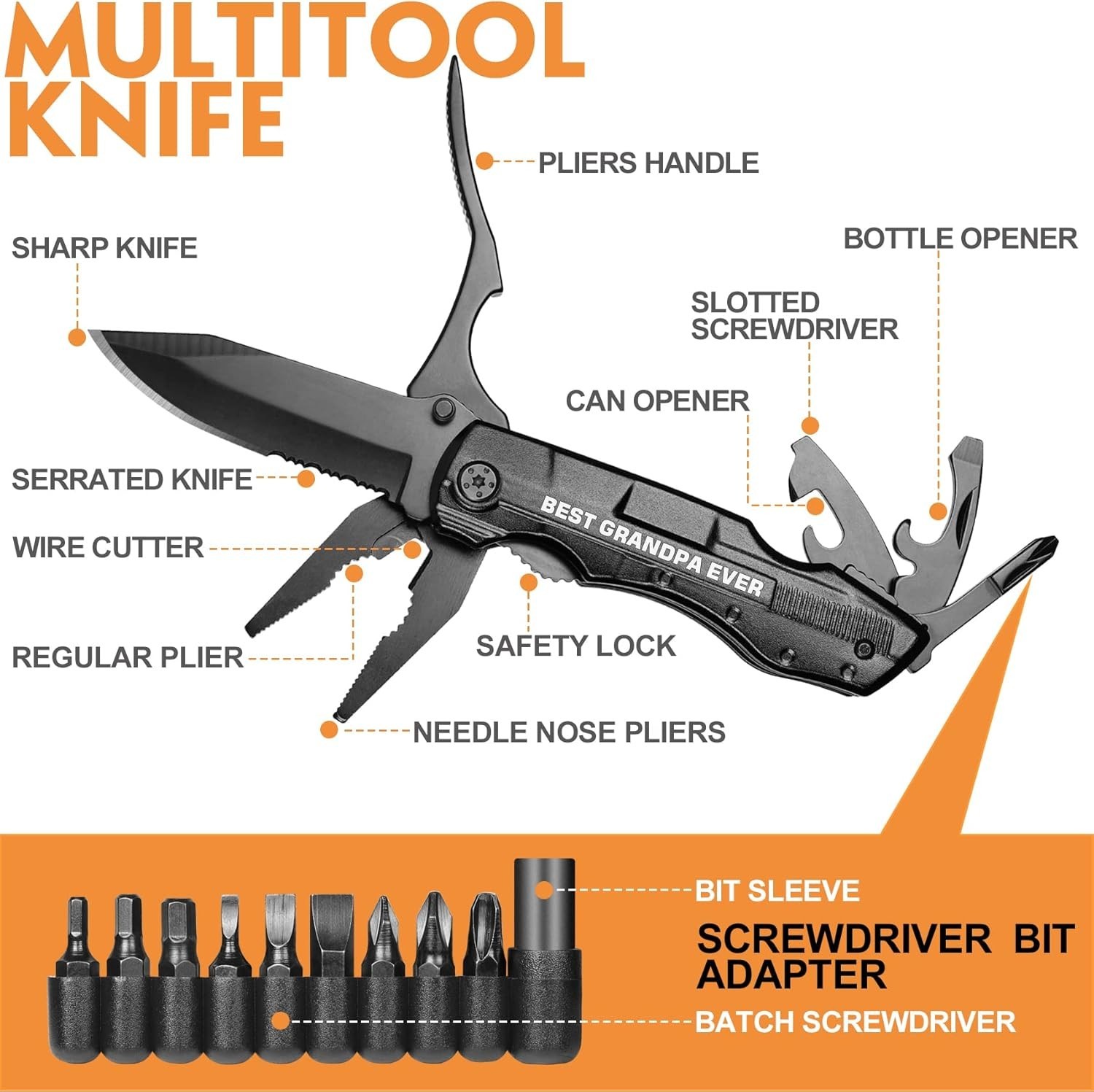 Best Grandpa Ever Multitool Knife Gift for Grandpas Birthday & Father’s Day