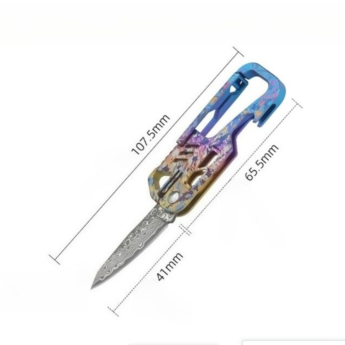 Edc Lsand Alloy Damascus Blade Keychain Outdoor Portable Folding Multi-tools