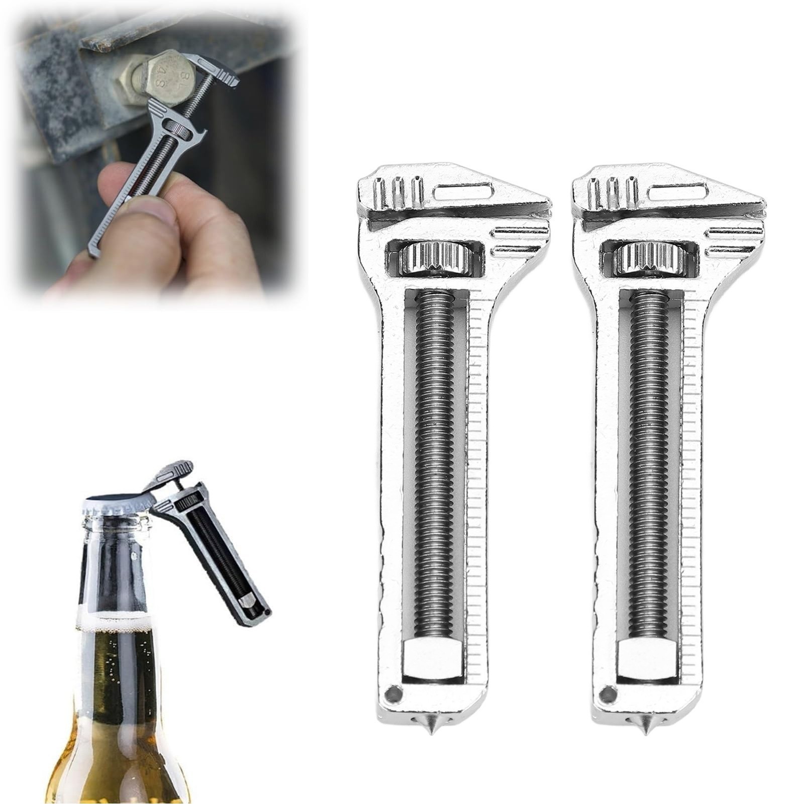 2 For Sale Mini Multi-Wrench Compact Titanium Multi-Tool Multi-Function Silvery