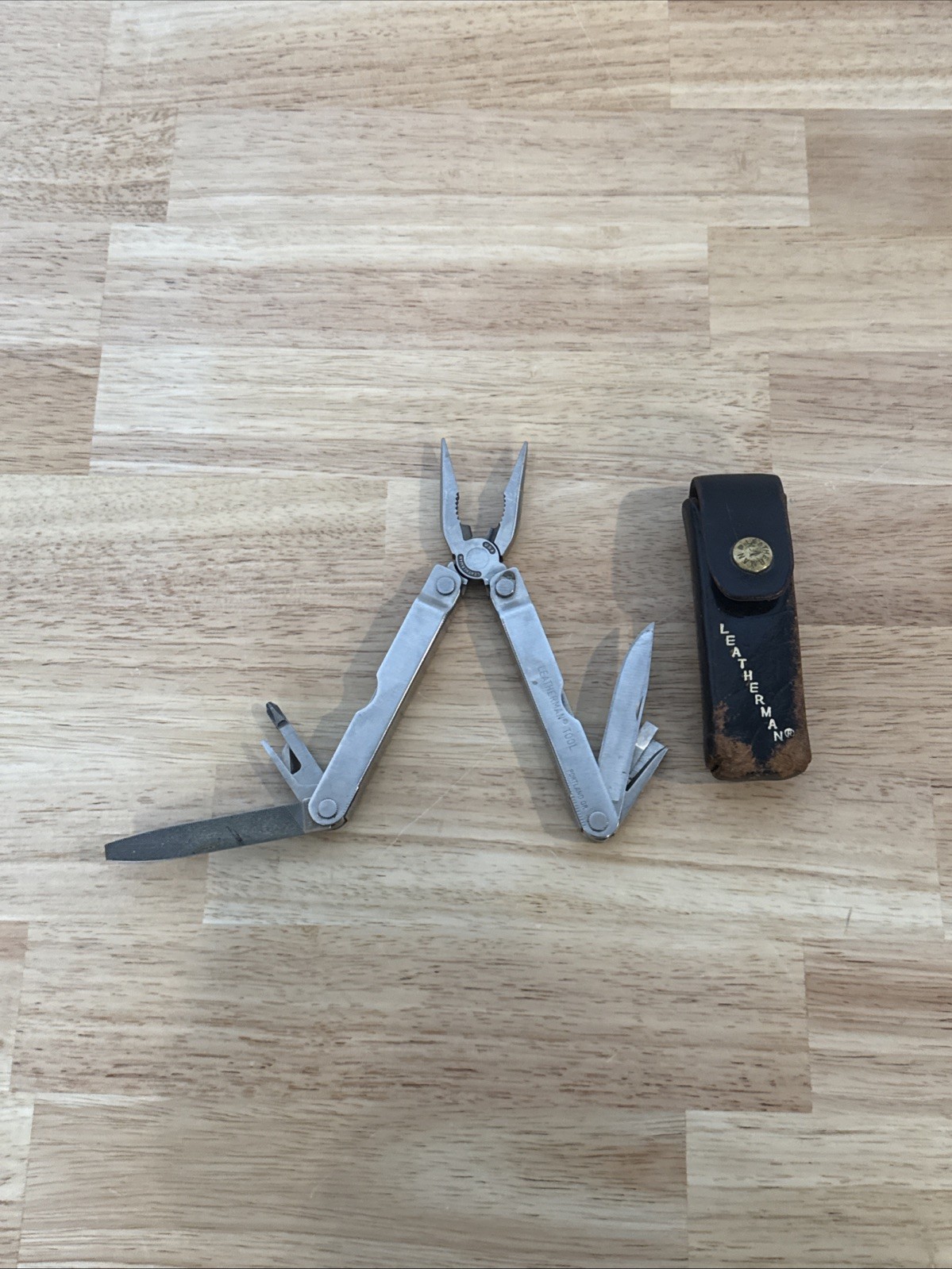 Vintage Original Leatherman PST Multi-Tool 1997 Stainless Steel & Leather Sheath