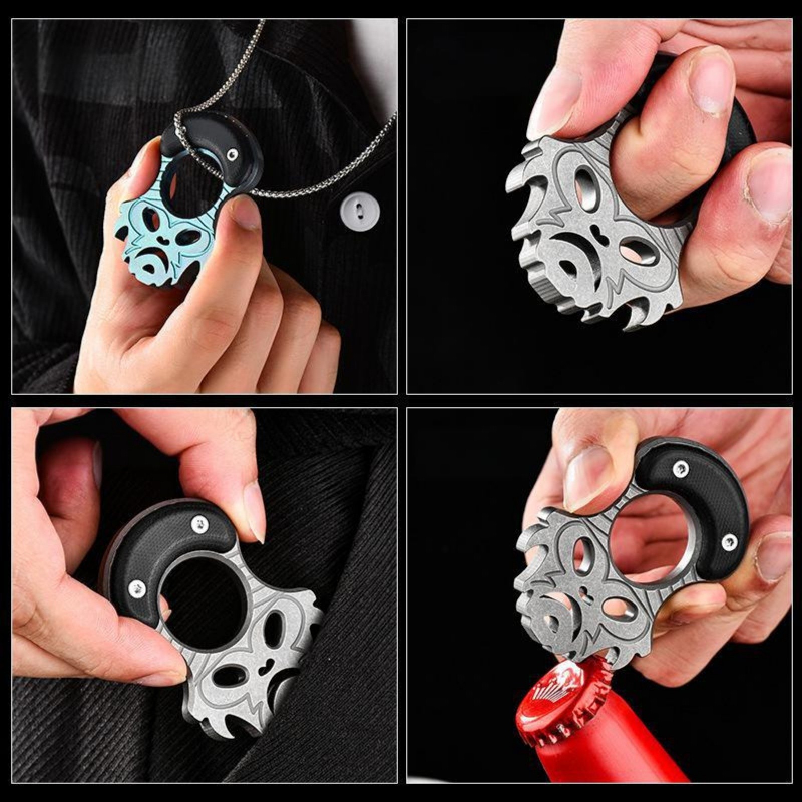 Titanium Alloy EDC Multi-Tool Single Finger Knuckle Bottle Opener Keychain A+++