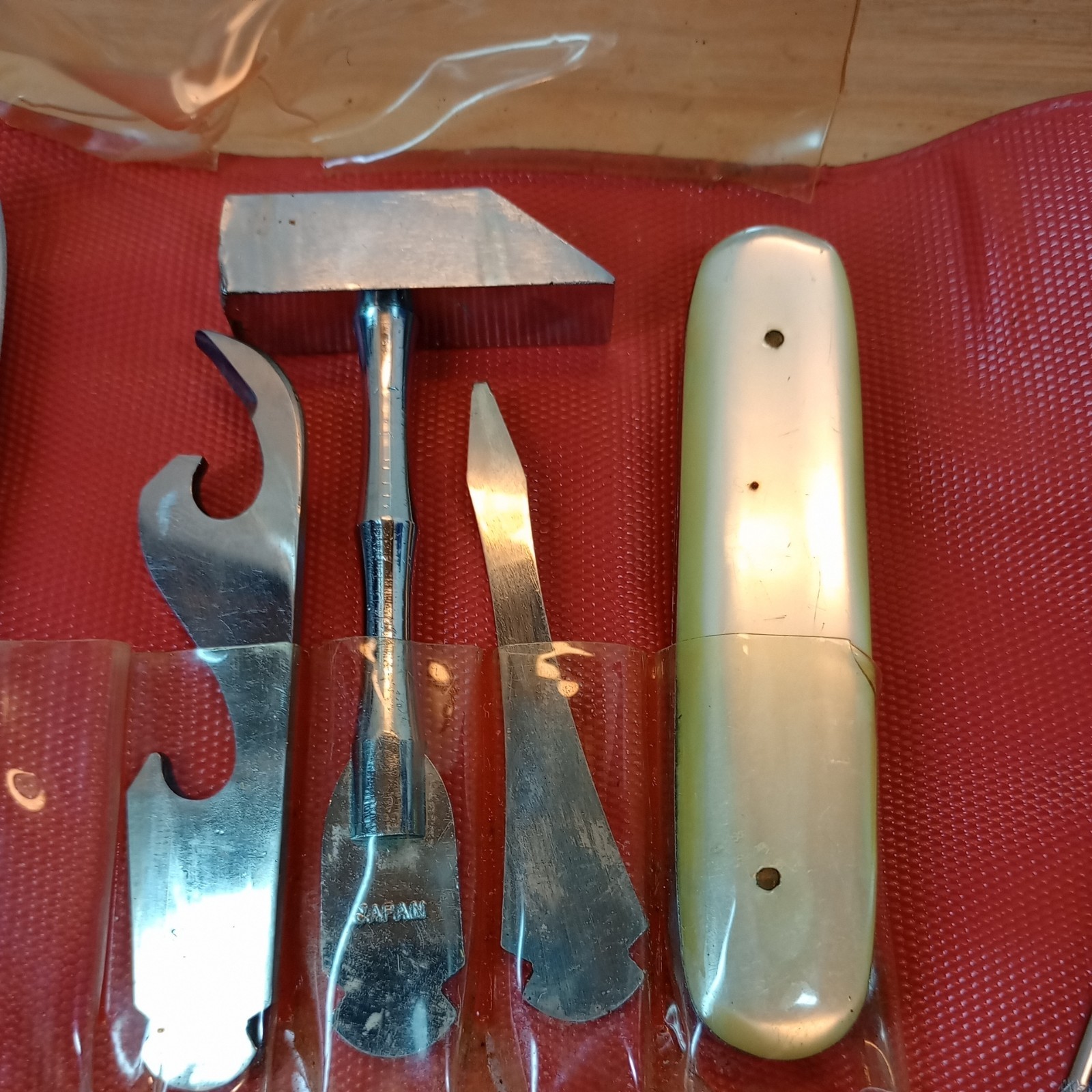 Vtg Multi Purpose Tool Kit Pocket Size Knife Interchangeable 6pc Stainless Japan