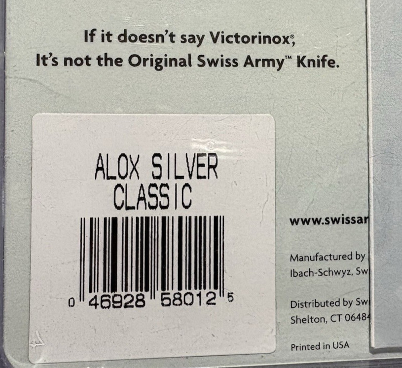 Victorinox Classic SD Silver Alox, Swiss army knife. New sealed in blister pack
