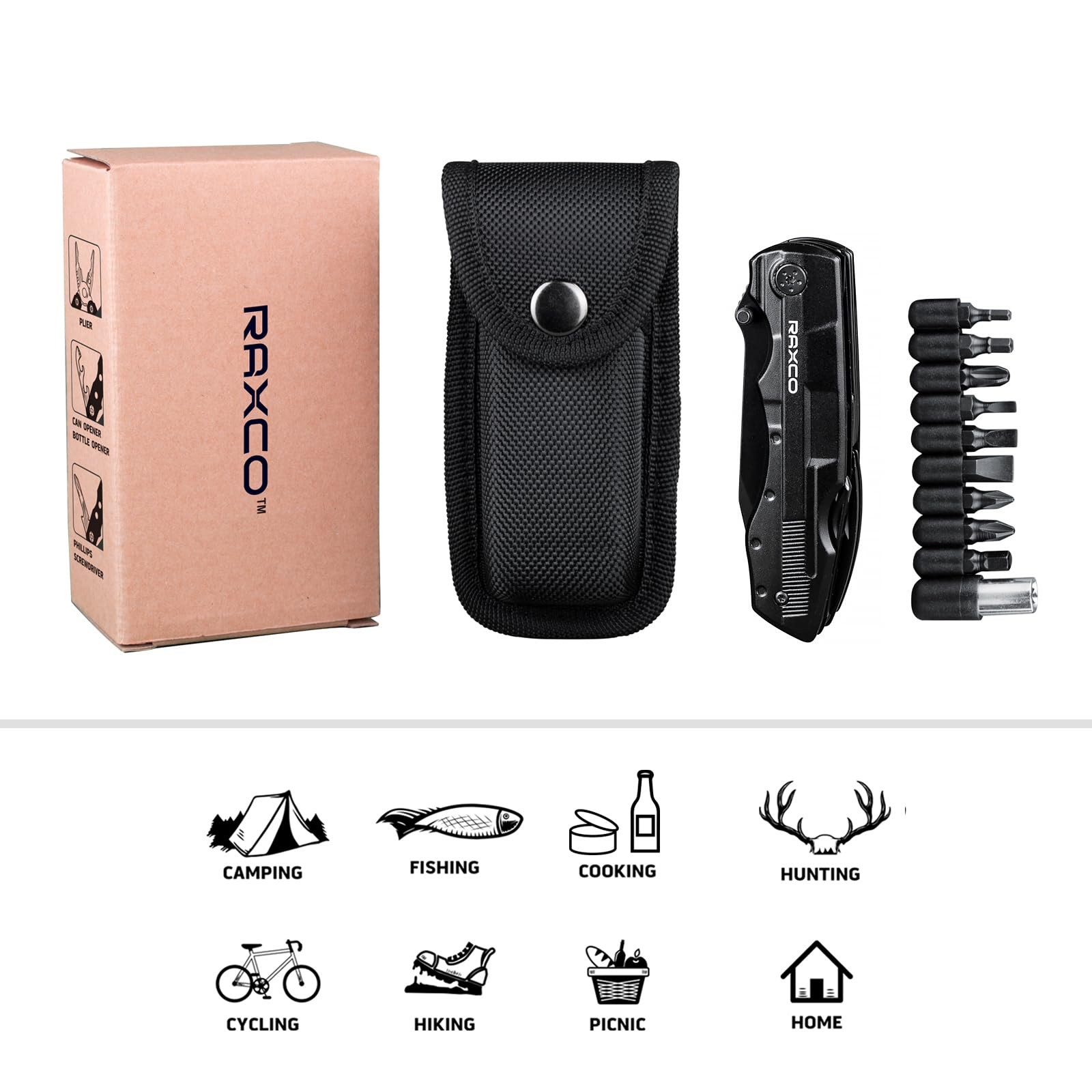 18in1 Multi-Tool Compact Outdoor Survival Tool with Pliers, Mess…