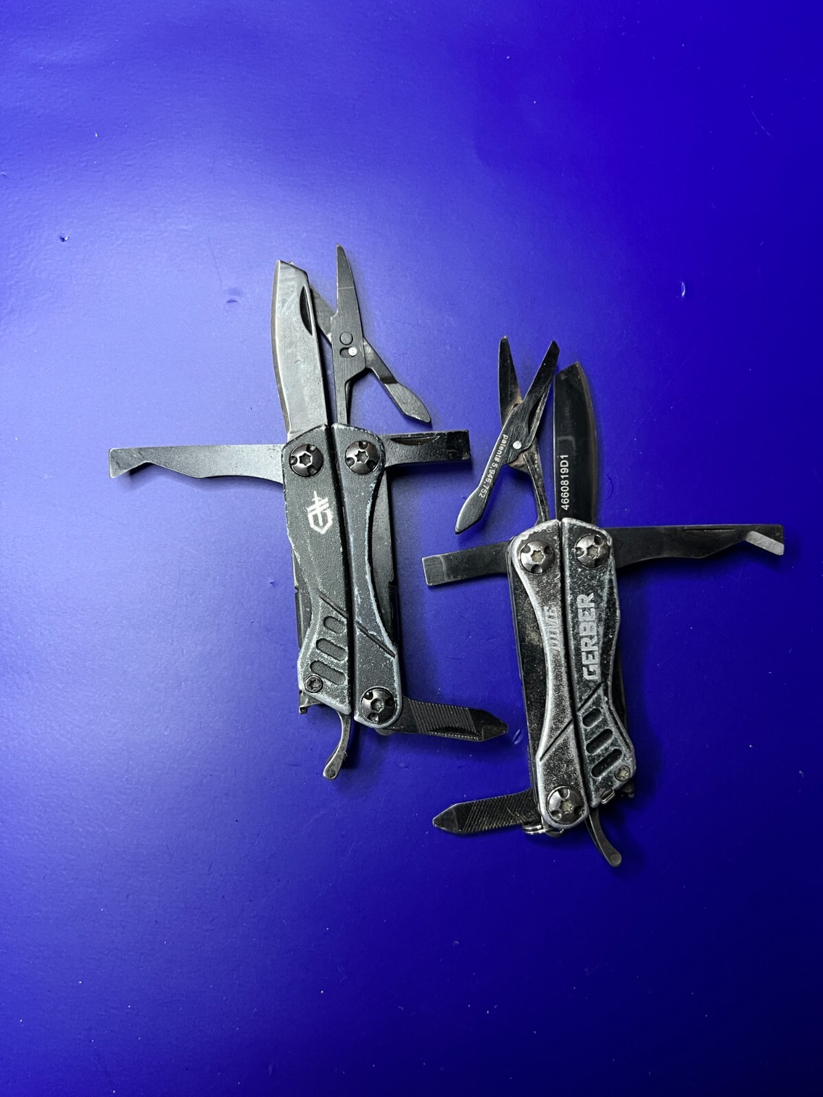 Lot of 2 Gerber Dime Multi-Tools Small Keychain Pliers Knife File Scissors