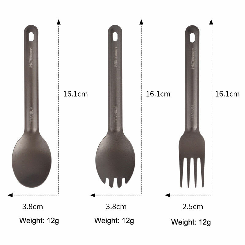 Titanium 3 Fork Spoon Sets Outdoor Camping Tableware Portable Salad SpoonEDCTool