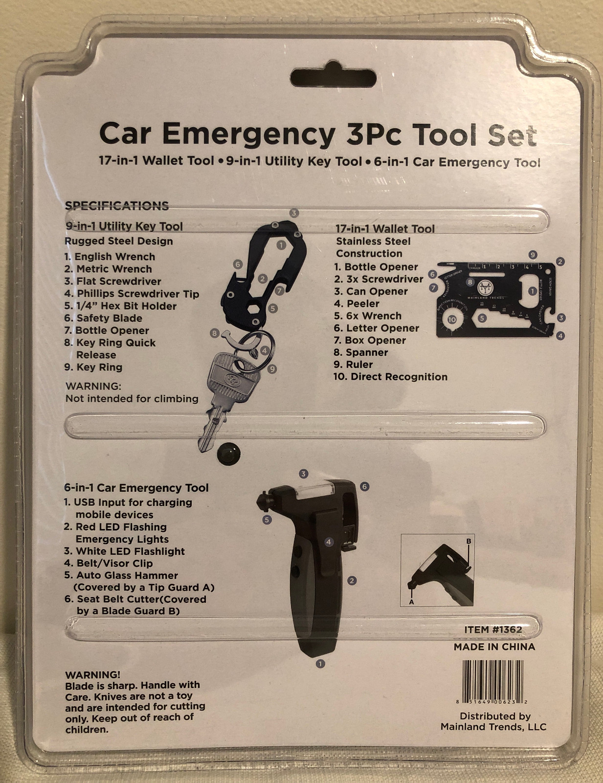 New Car Emergency 3pc Tool Set by Mainland Trends – Item # 1362