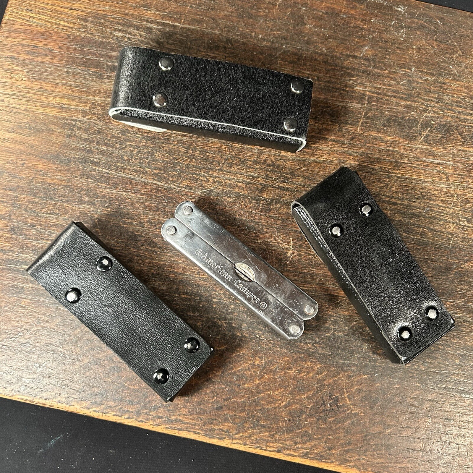 Vintage Multi Tool Lot (4) Knife Pennzoil Eagle Coleman American Camper