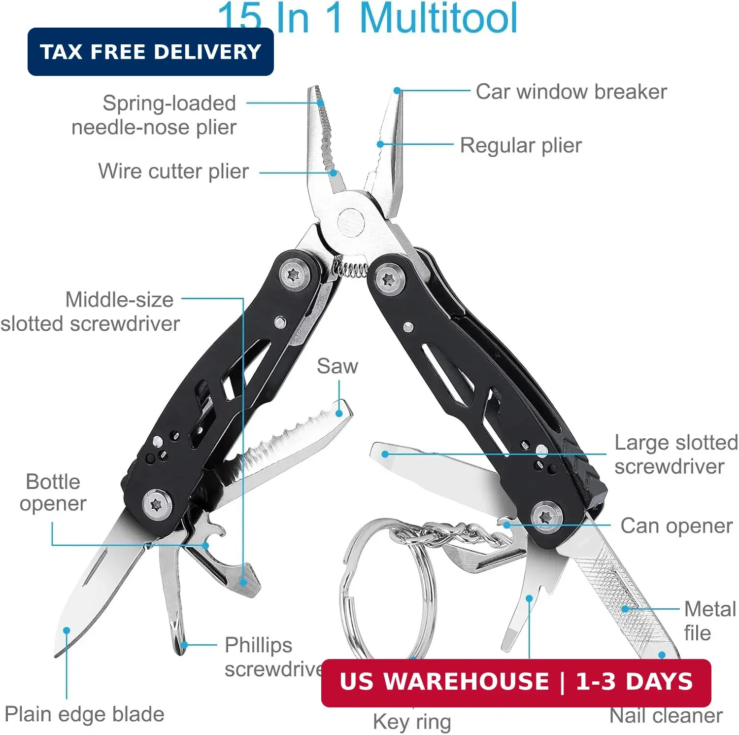 2PCS Bovgero Mini Multitool Pliers 15 in 1, Handmade Multi Tool Plier, Premium K