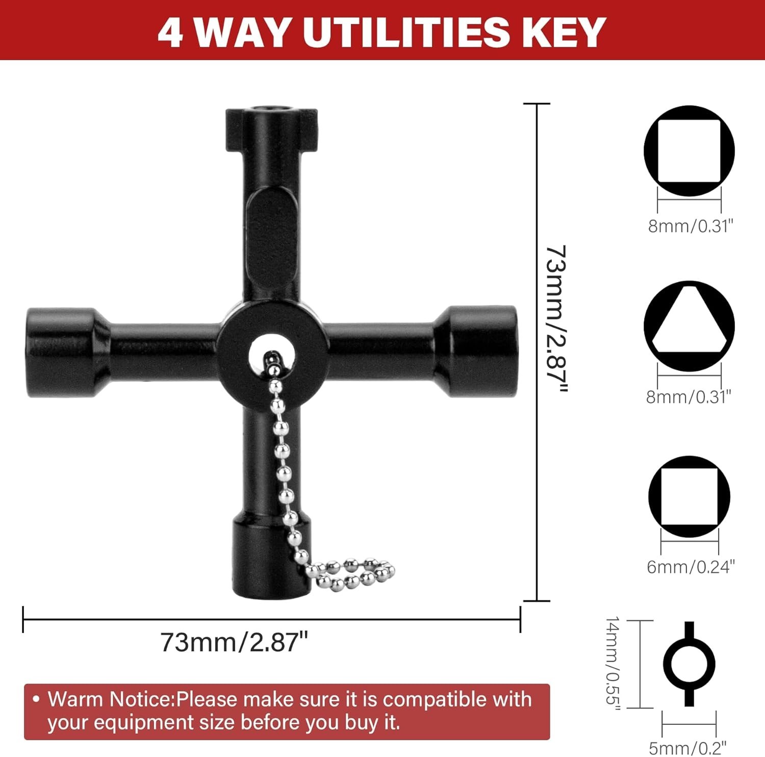 2 Pack Multi-Functional 4 Way Water Keys – Ideal for Plumbers and Electricians