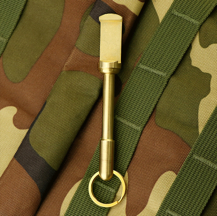 Handmade Creative Portable Solid Brass Bottle Opener Key Chain Pendant EDC Tool