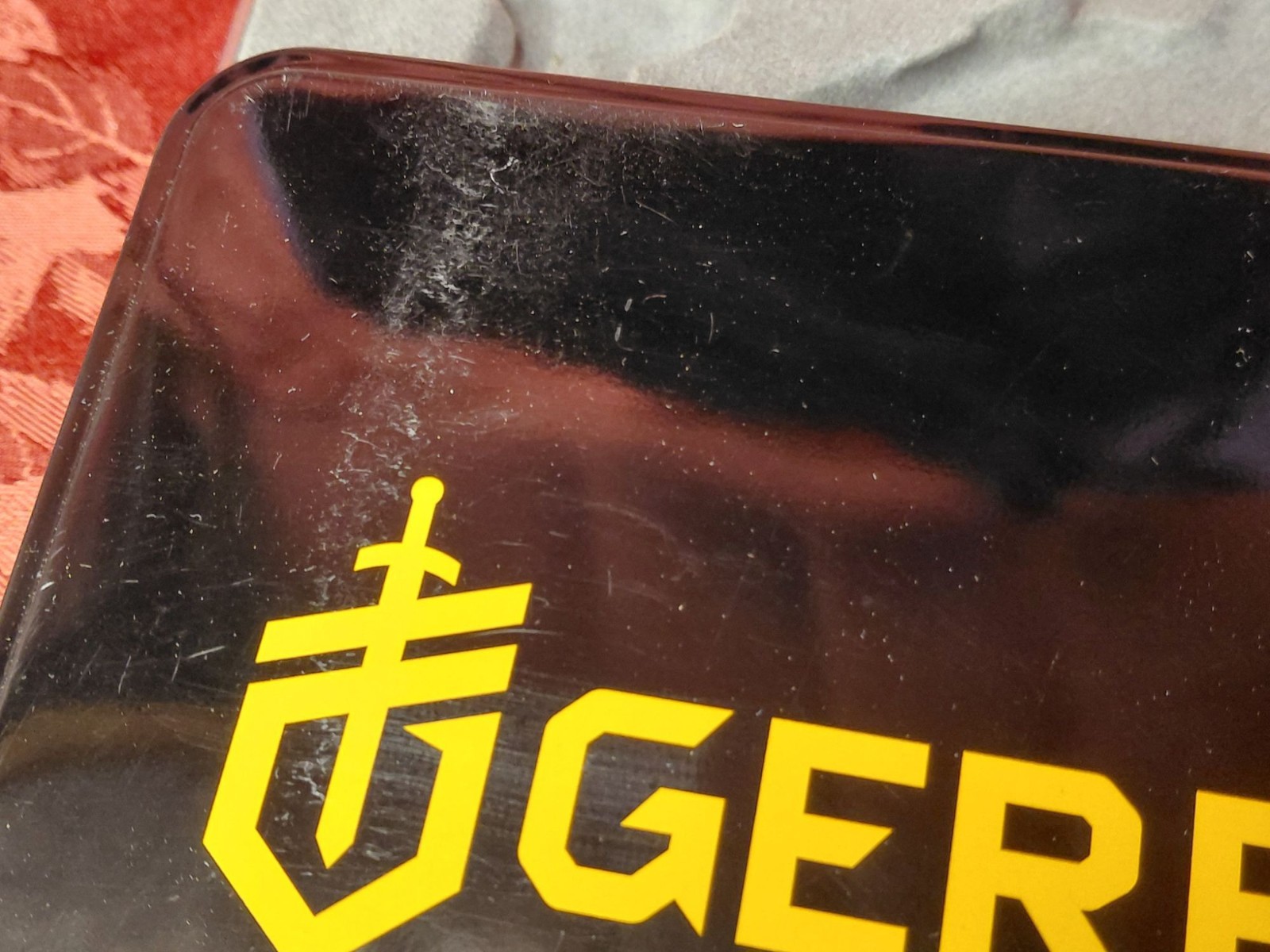 Gerber Logo Black & Yellow Empty Tin **ONLY Storage Box 7″ x 5″” x 1.5″ Insert