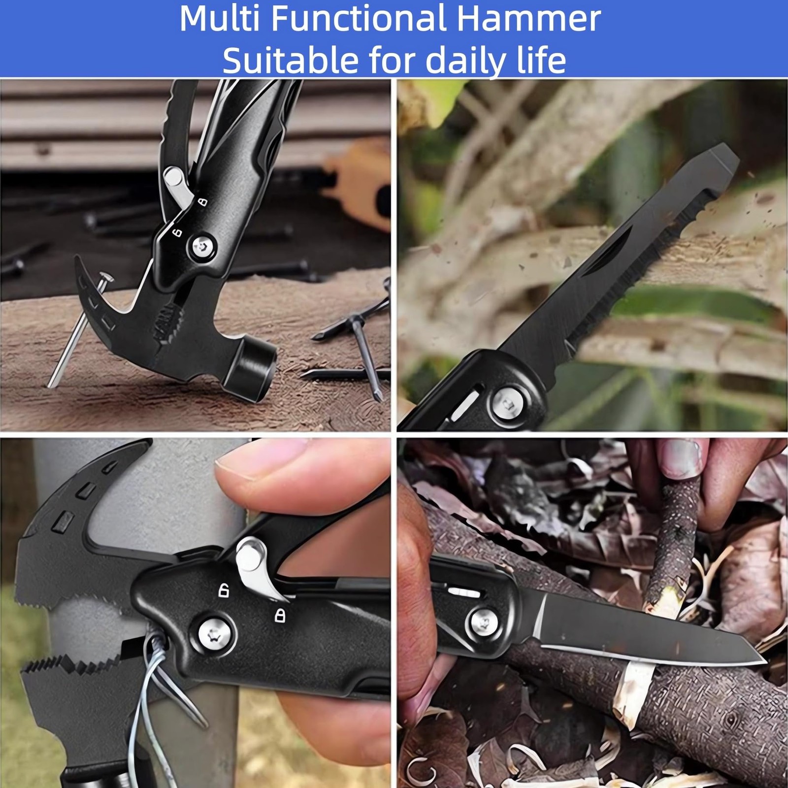 13-in-1 Mutitool, Stainless Steel Multi-functional Hammers with Hammer Saw Sc…