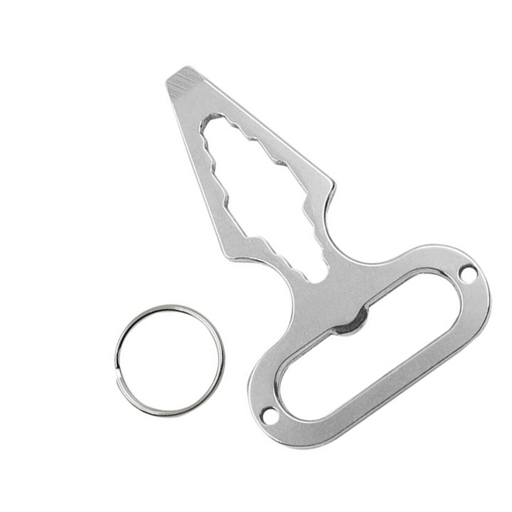 1pc Keychain Wrench Stainless Steel Press Buttons Emergency Survival Make Sound