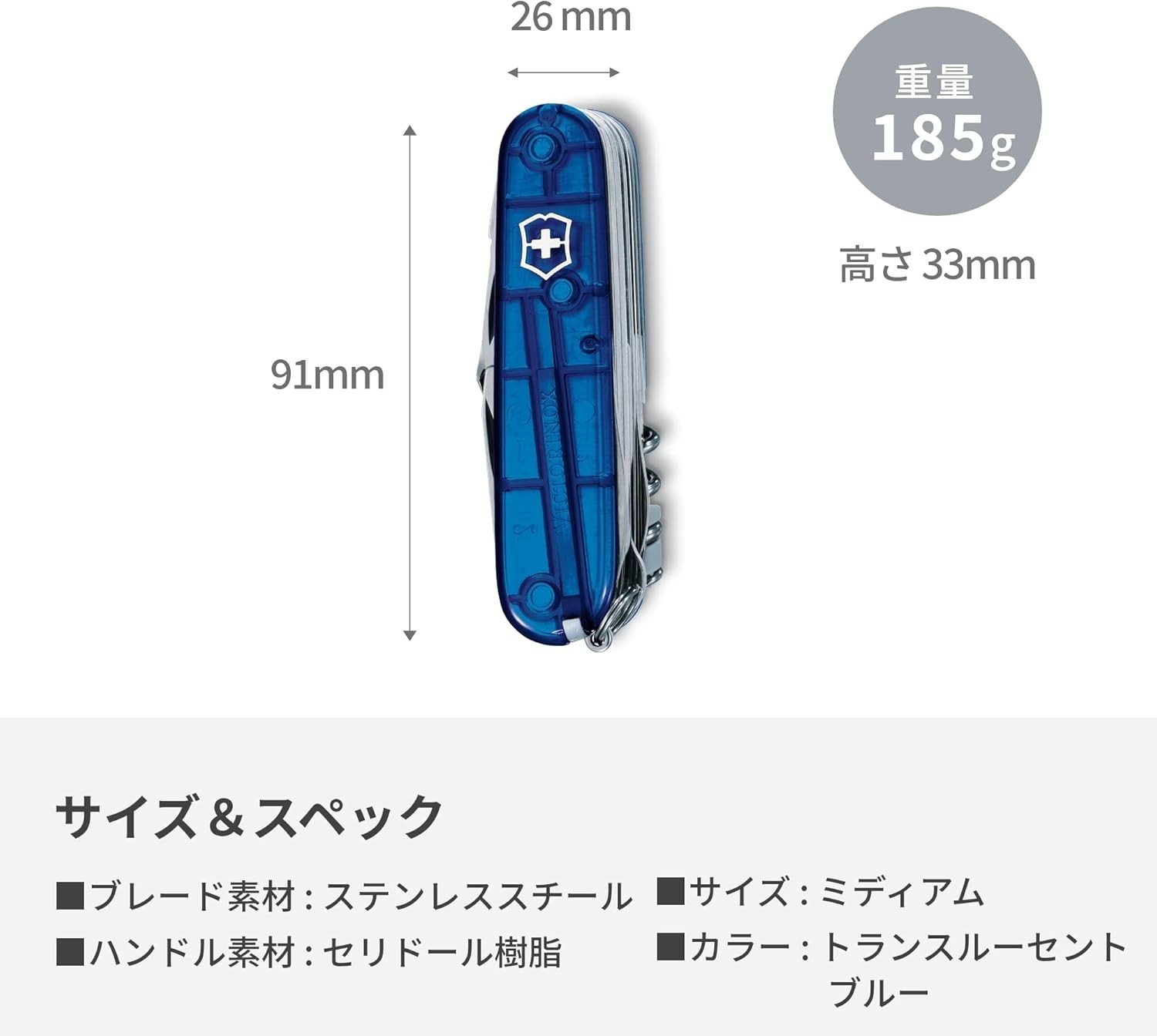 Victorinox Swiss Champ T2 Blue Transparent 33-Function Knife 1.6795.T2 New