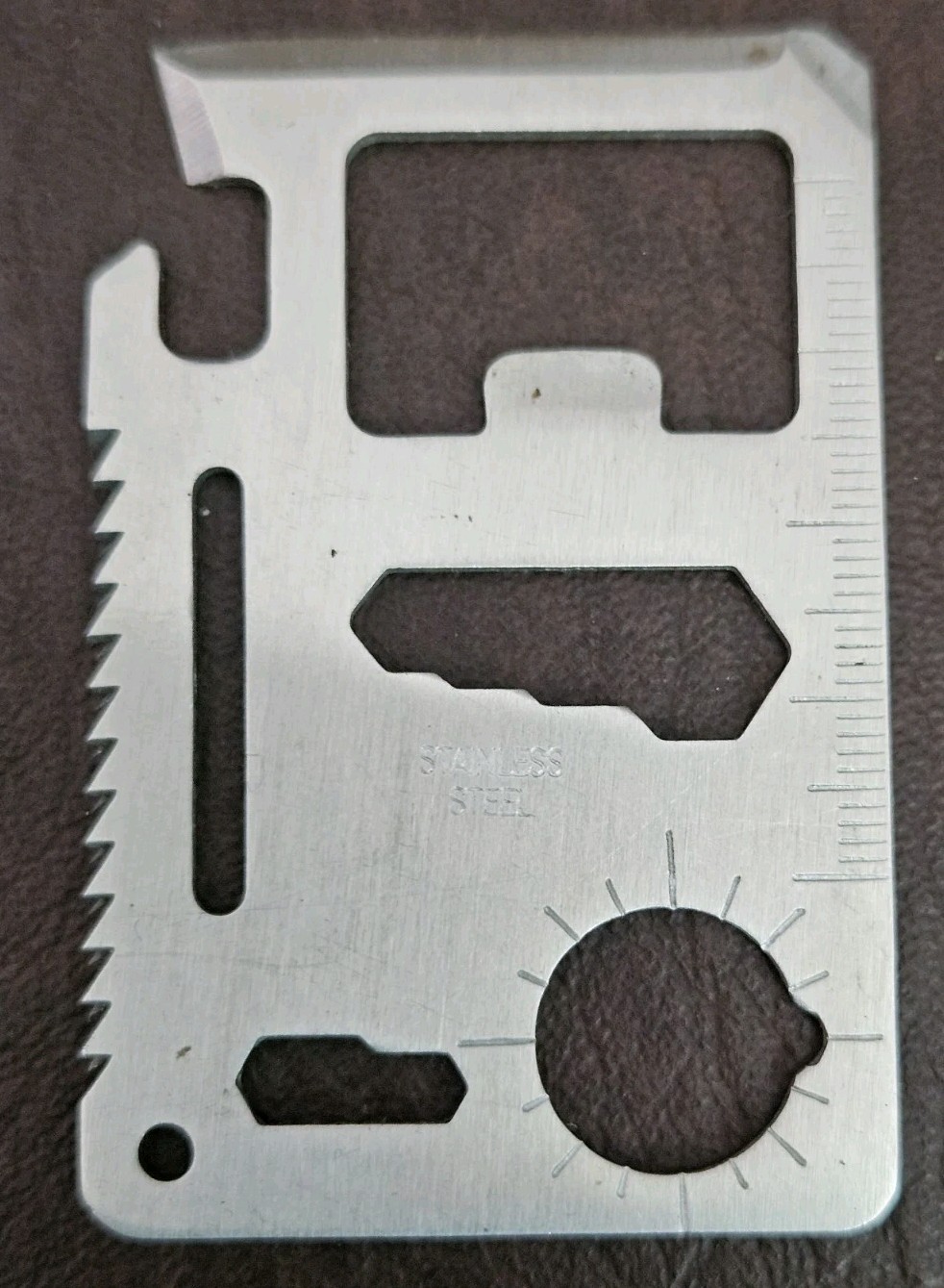 Multi Purpose Stainless Steel Pocket Survival Tool, Credit card size with case