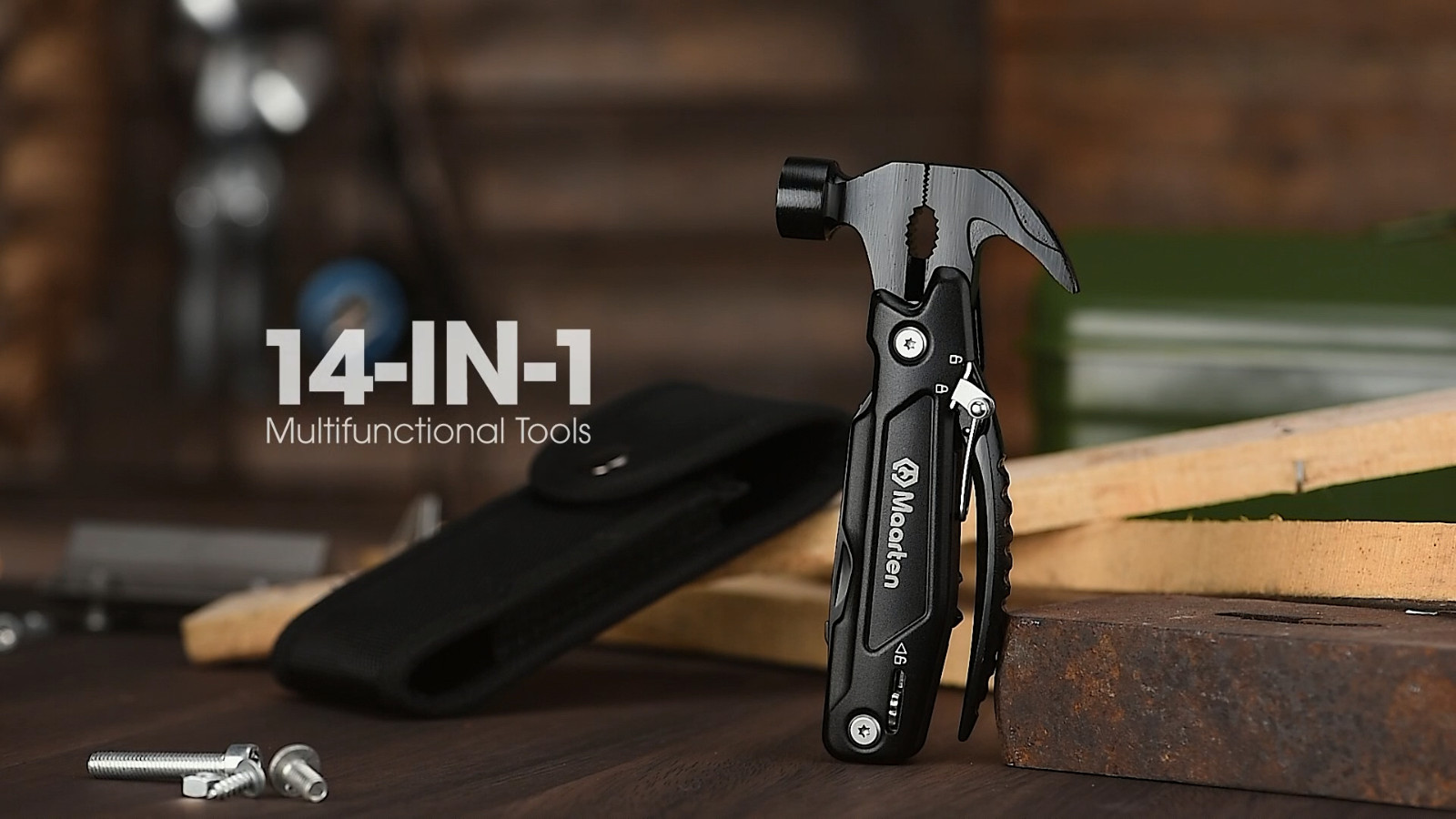 14-in-1 Hammer Multitool with Safety Lock & Screwdriver Set – Perfect Gift for D