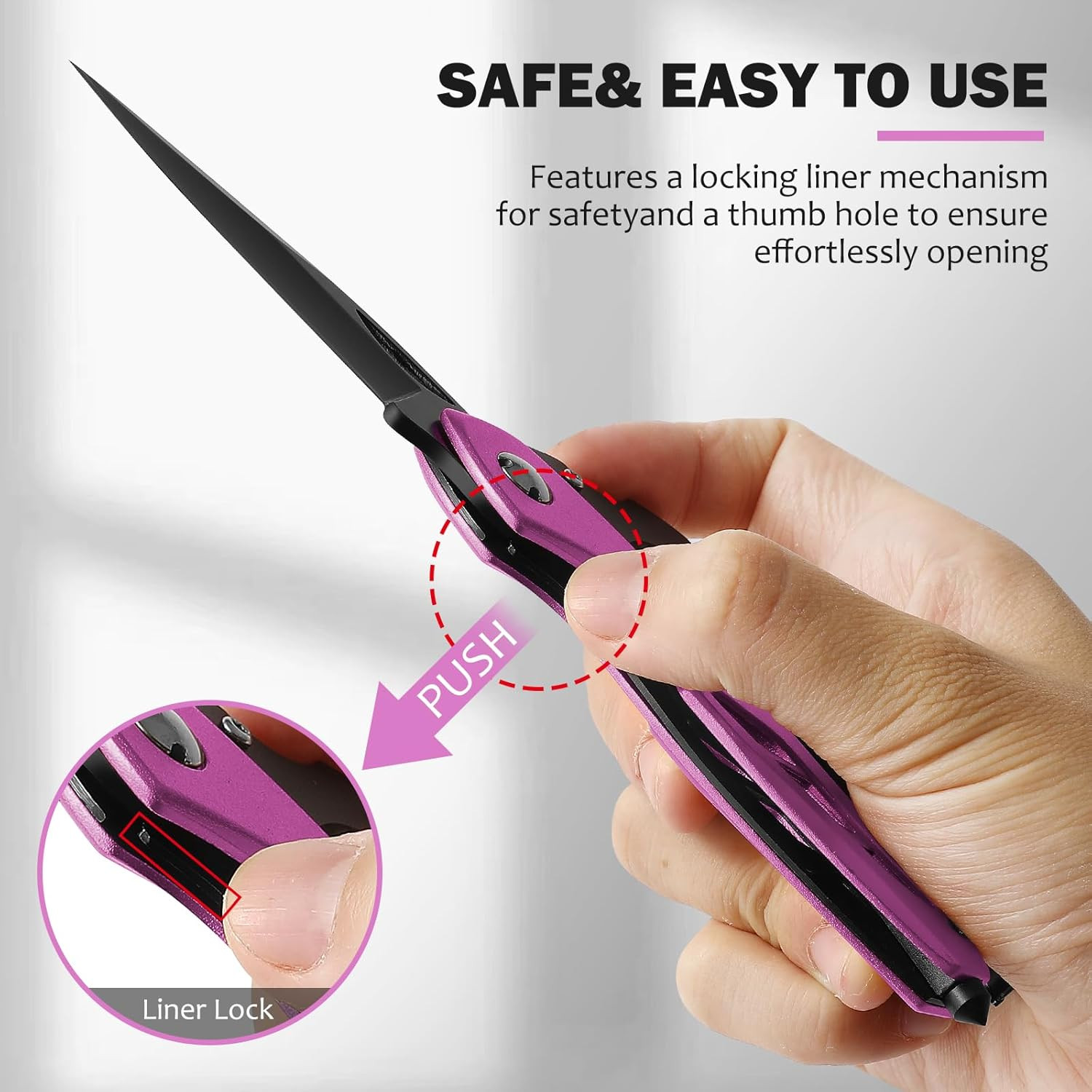 Pink Multitool Carabiner Knife for Women Men,Survival Gear for Camping Hiking，Ed