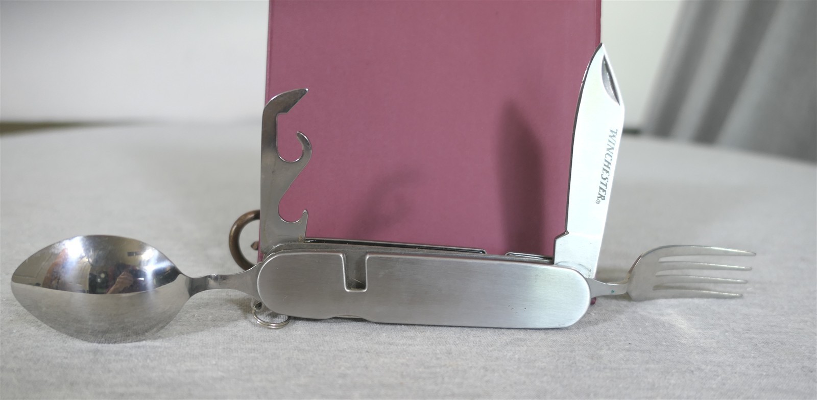Winchester Steel Camping Utensil 5-in-1 Pocket Knife Fork Spoon Corkscrew Opener