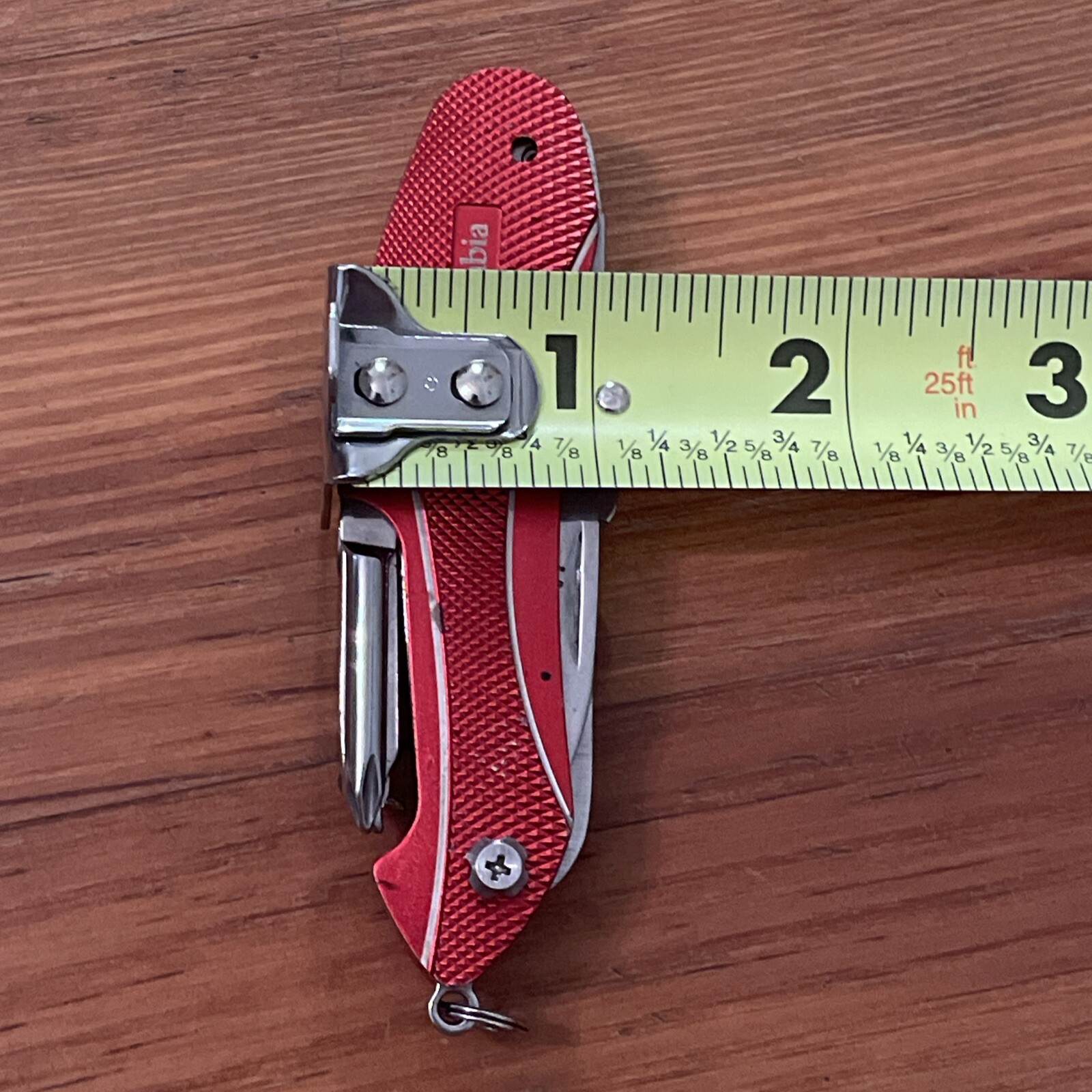Columbia Red Multifunction Tool Pocket Knife Stainless Camping Hiking Outdoors