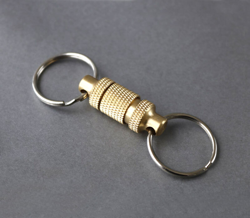 Solid Brass Insert Buckle Gimbal Ring Portable Double Keychain Pendant EDC Tool