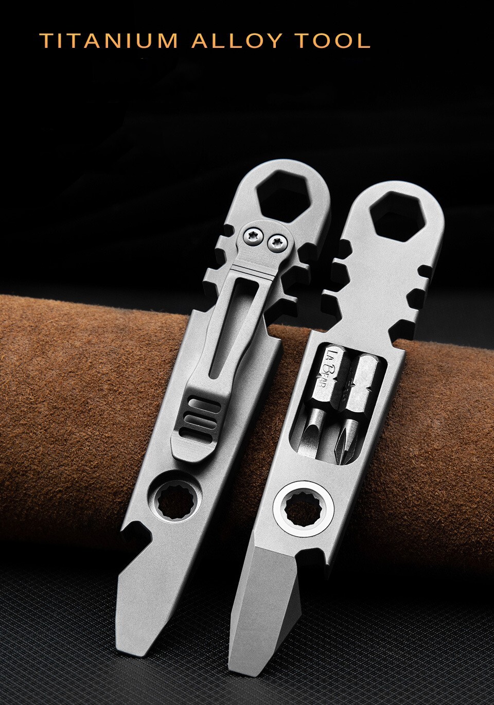 New Titanium Alloy Ratchet Wrench Pocket Pry Bar Crowbar Tool Opener Screwdriver