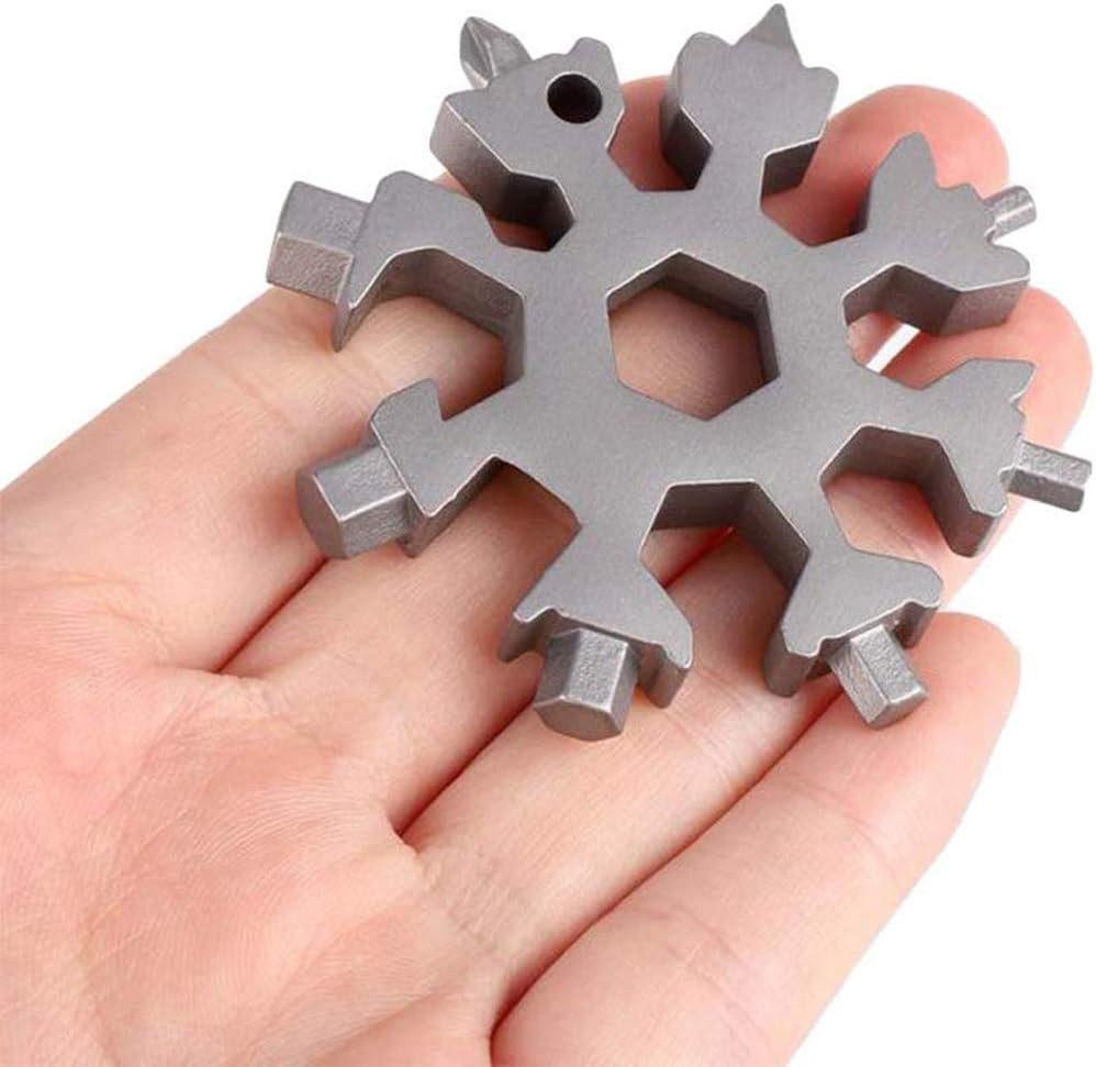 Snowflake Multi-Tool – 19-In-1 Stainless Steel Snowflake Tool with Keychain, Scr