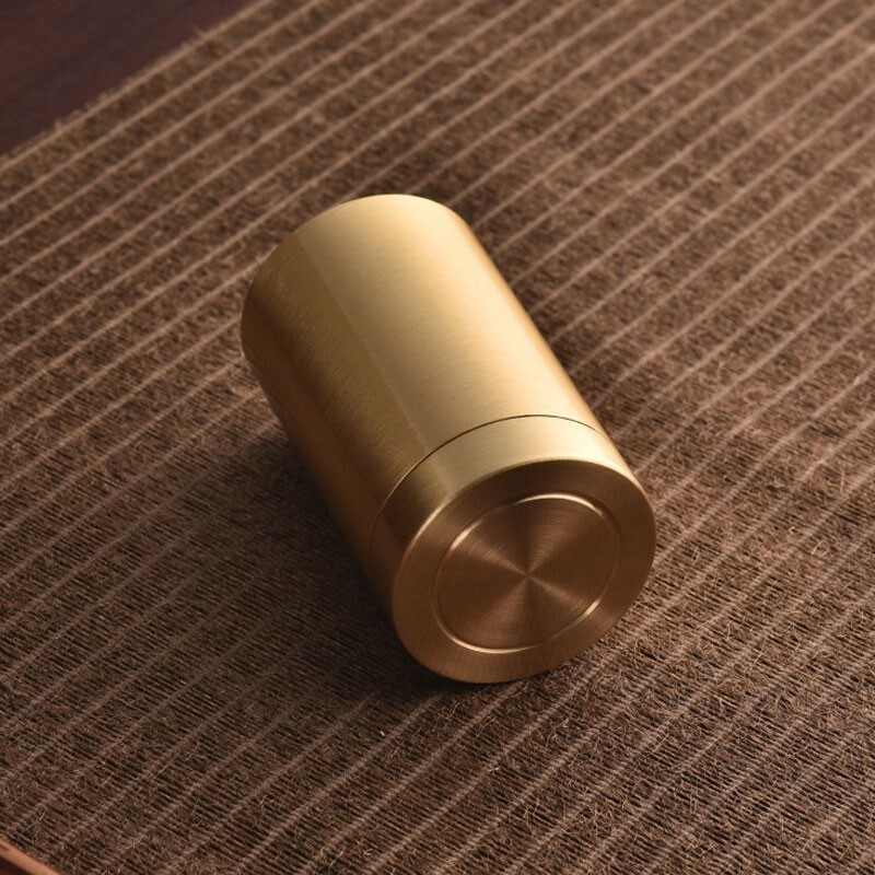 Solid Brass Sealed Tank Tea Caddy Container Portable Metal Storage Box 250g EDC