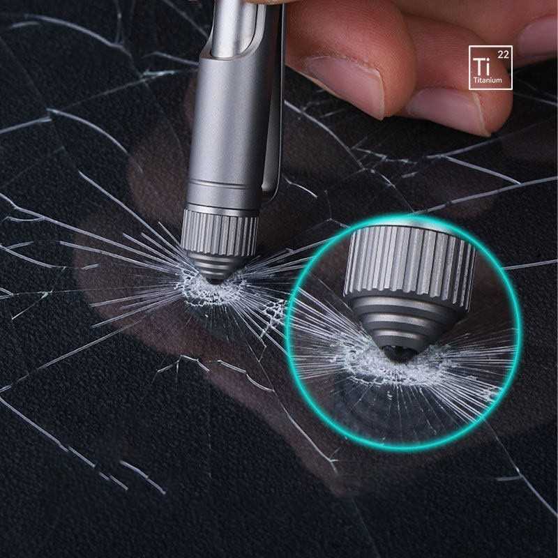 Titanium Alloy Emergency Glass Breaker Pen EDC Portable Outdoor Writing Tool